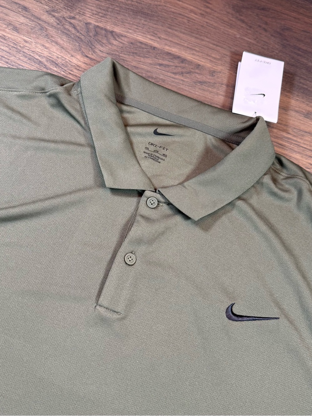 Nike Men’s Olive Green Performance Polo with Black Swoosh